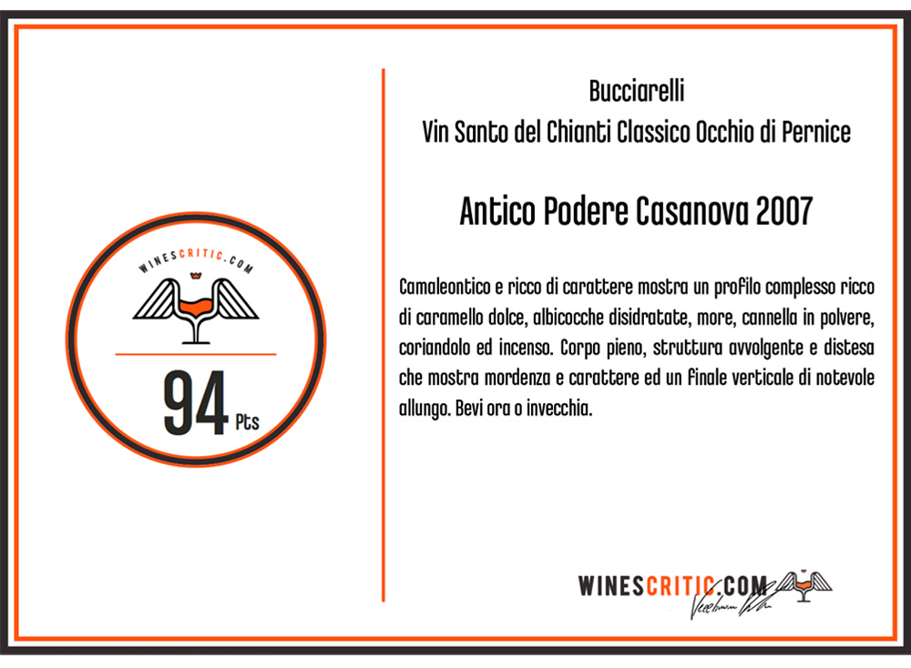 Premio WinesCritic Vin Santo Bucciarelli